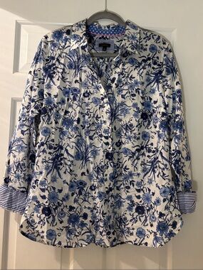 Talbots Blue Floral Button-Down Shirt